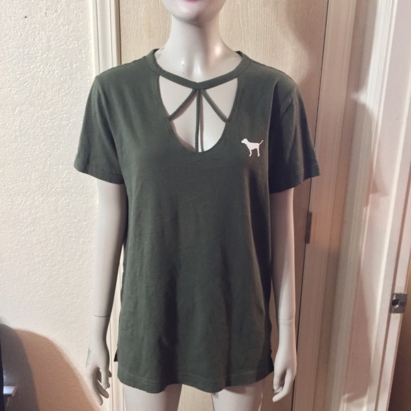 PINK Victoria's Secret Tops - 💐PINK Victoria Secret Hunter Green Shirt💐